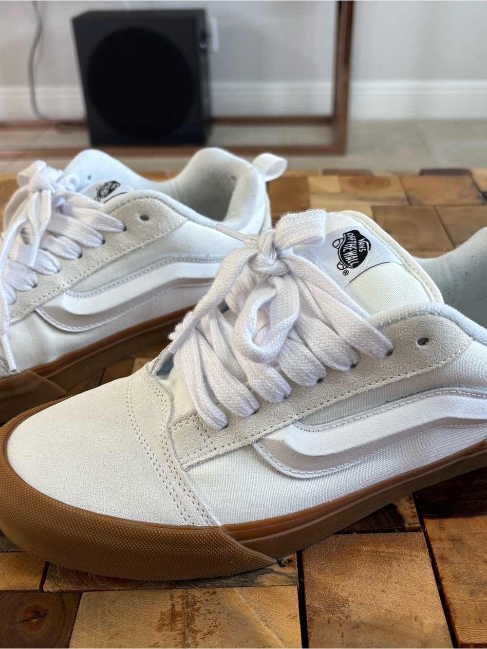 Vans Men’s Old Skool Sneakers in White with Gum Sole